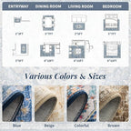 tchdio 5x7 Area Rugs for Living Room, Vintage Non Slip Washable Rug, Soft Low - Image 7