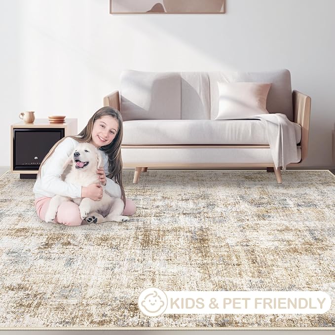 Area Rugs 8x10 Living Room: Washable Rug Modern Abstract Large Rugs Soft Non - Image 7