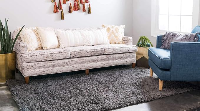 Unique Loom Solid Shag Collection Area Rug - Image 2