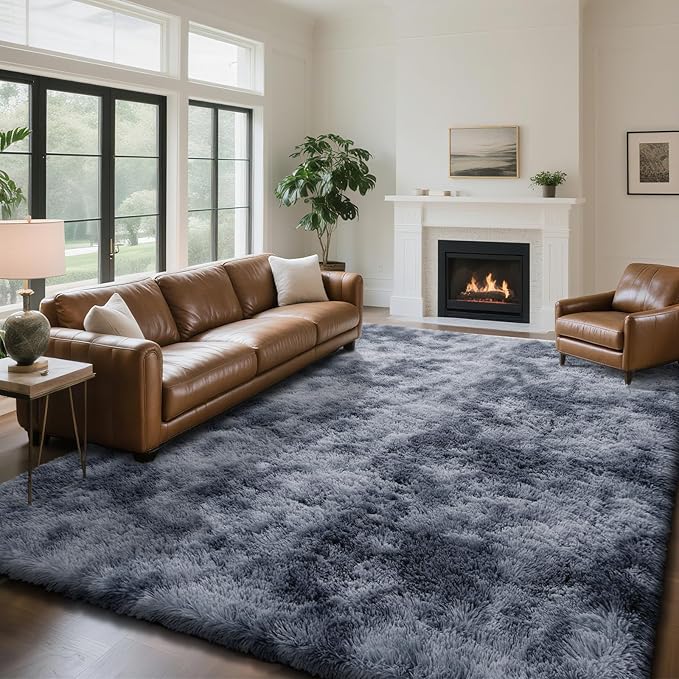 Fluffy Rug Shaggy Area Rug, Mottling Dark Grey 6x9 Area Rugs by Yongyangjuxi