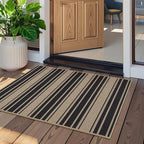 Striped Easy Jute Entryway Rug 2x3 Indoor Outdoor Front Door Mat Washable Non - Image 2