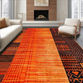 Flatwoven High Traffic Area Rug 6x9, Burnt Orange Copper Fiery Abstract Shape by ODIKA