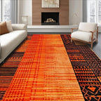 Flatwoven High Traffic Area Rug 4x6, Burnt Orange Copper Fiery Abstract Shape by ODIKA