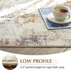FMFUNCTEX 6x9 Washable Area Rug Brown Grey Neutral Abstract Modern Large Non - Image 4