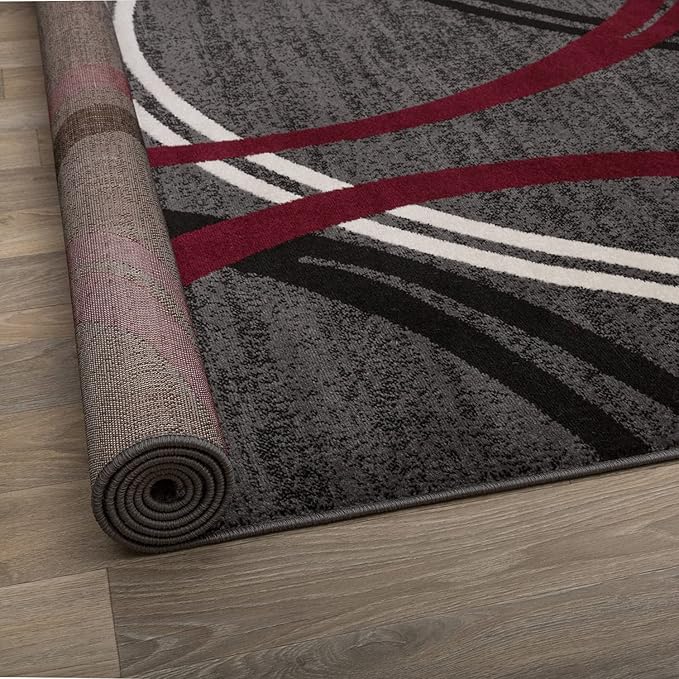 Rugshop Modern Wavy Circles Design Non-Shedding Square Rug, Carpet - Image 4