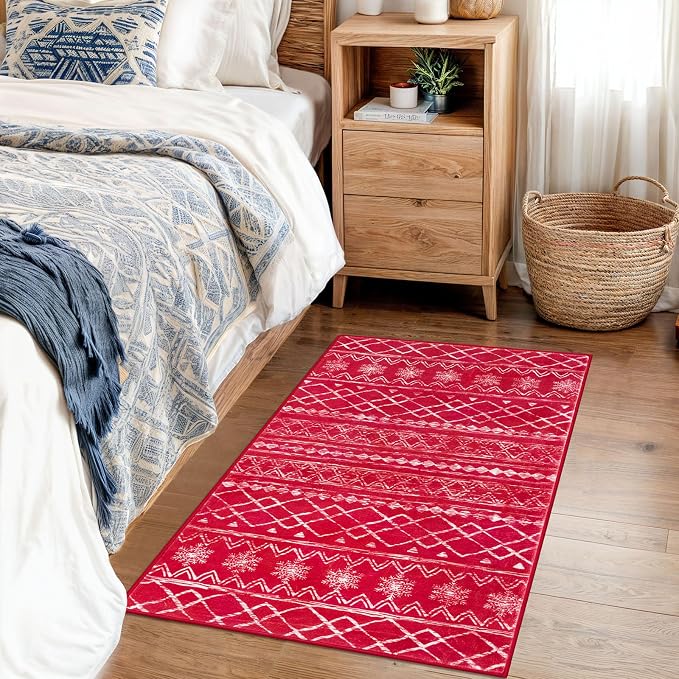 KUTA Christmas Rugs for Entryway, 2x3 Entrance Small Area Rug Red Non-Slip - Image 3