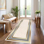 Classic Bohemian Hallway Rugs, Western Retro Greek Key Beige Fade Resistant - Image 4
