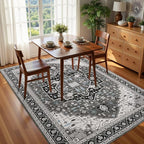 4x6 Black Grey Area Rug for Living Room, Machine Washable Rugs - Image 2
