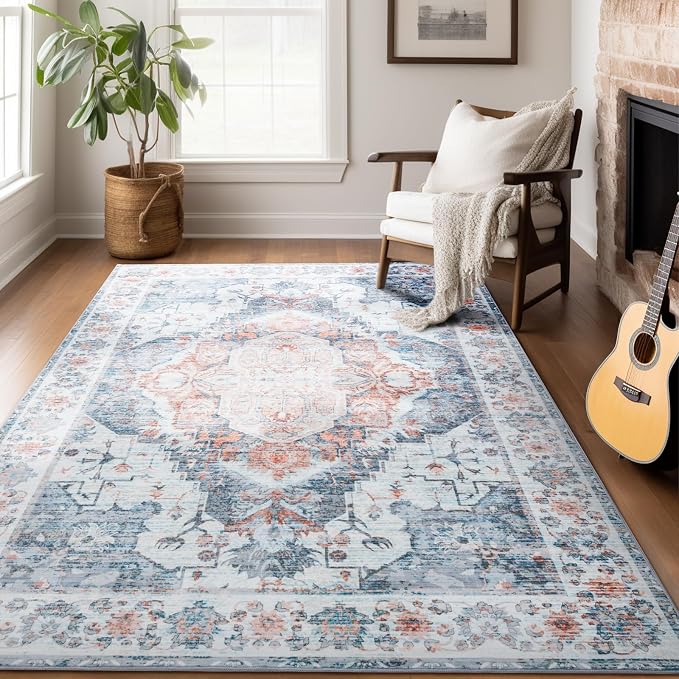 8x10 Area Rugs for Living Room, Machine Washable Non-Slip Low Pile Faux Wool - Image 6