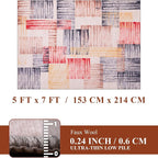 YIHOUSE Cream Retro Rugs 5x7, Farmhouse Abstract Area Rug, Unique Checkered - Image 2