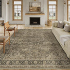 10x12 Brown Area Rug Vintage Living Room Bedroom Washable Carpet Non-Slip Soft - Image 5
