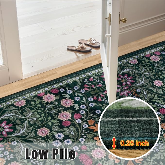 10x12 Area Rugs for Living Room: Floral Washable Rug Vintage Large Soft Boho - Image 8