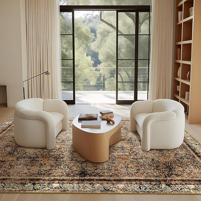 Phantoscope Washable Area Rug 9'x12' Non-Slip, Vintage Neutral Rugs - Image 7