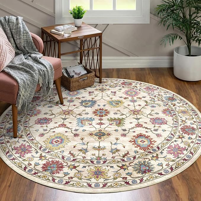 Washable Round Area Rug 4ft by Luxrug