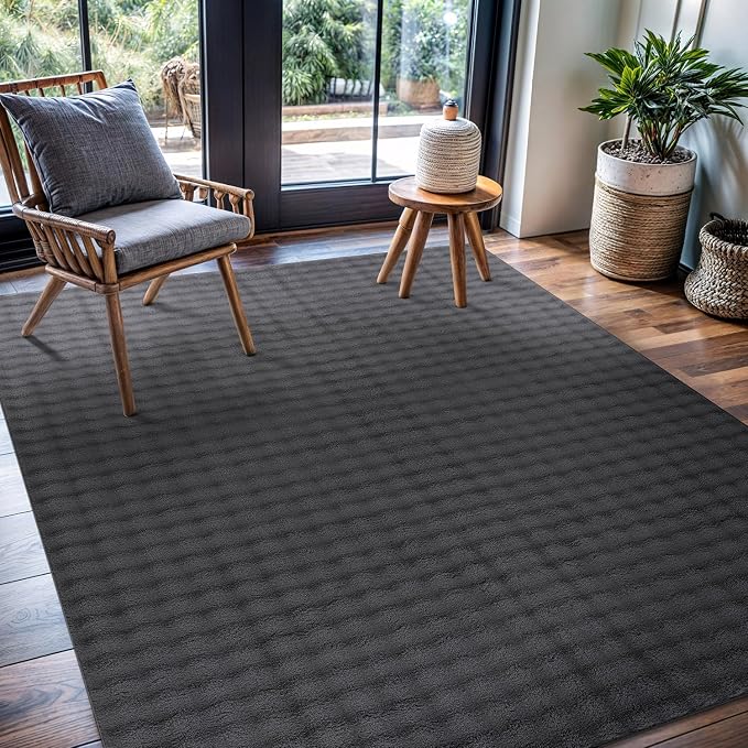 CAMILSON Modern Dark Gray Non Slip Rug 8x10 Ultra Soft High Pile Area Rugs Non - Image 8