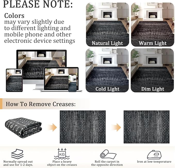 5x7 Machine Washable Area Rug for Living Room, Kids and Pets Friendly for - Image 9