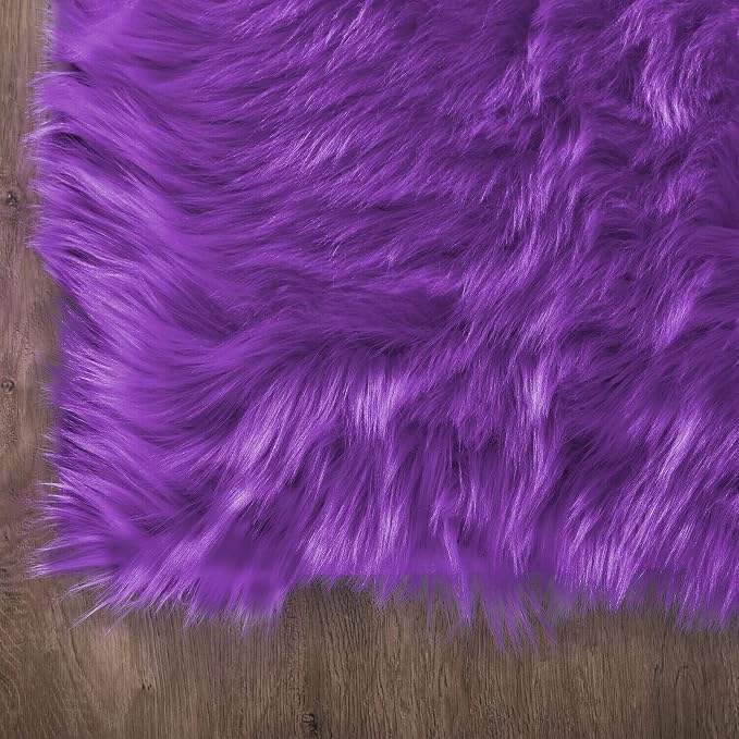 Latepis Purple Round Rugs 4ft Faux Fur Fluffy Shag Rug Machine Washable - Image 5