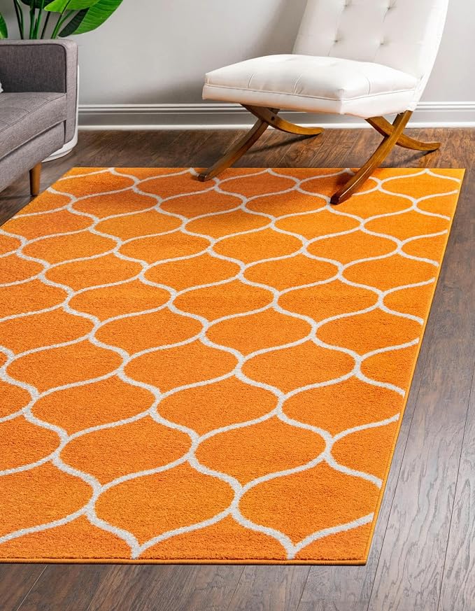 Rugs.com Lattice Frieze Collection Rug – 3' 3 x 5' 3 Orange Medium Rug Perfect by Rugscom