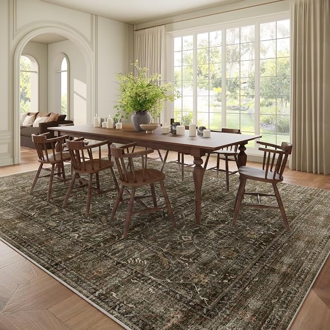 Washable 10x14 Area Rugs for Living Room, Boho Non-Slip Vintage Distress Large - Image 3