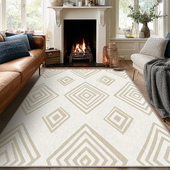 Washable 5x6 Modern Geometric Rug Living Room, Modern Geometric Home Decor - Image 2
