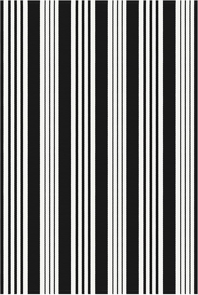 KOZYFLY Black and White Striped Outdoor Rug 4x6 Ft Area Rug Washable Indoor - Image 7