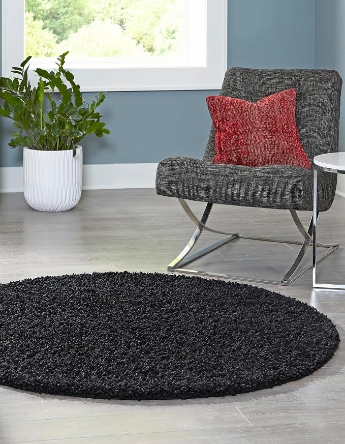 Unique Loom Solid Shag Collection Area Rug - Image 2