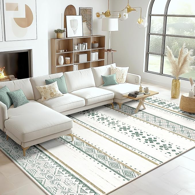 BESTSWEETIE 3x5 Area Rugs for Living Room Washable Moroccan Farmhouse Neutral - Image 7