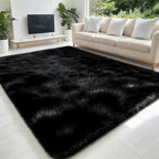 5x7 Solid Fluffy Black Area Rug – Washable, Large Living Room Rug, Non-Slip by SWGRTCarpet