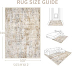 Area Rugs 9x12 Living Room: Washable Rug Modern Abstract Large Rugs Soft Non - Image 2