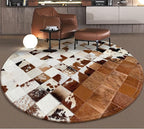 Handmade Pure Cowhide Round Leather Rug - Image 3