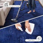 Blue Fluffy Rug Shaggy Area Rug, 8x10 Area Rugs - Image 7