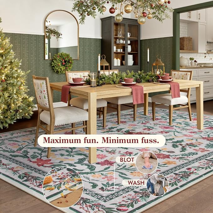 Lahome Christmas Rugs 8x10 Living Room Decor, Washable Area Rugs - Image 2