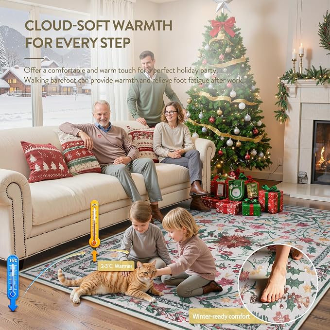 Lahome 5x7 Christmas Rug for Living Room, Boho Soft Rugs for Bedroom Decor - Image 4
