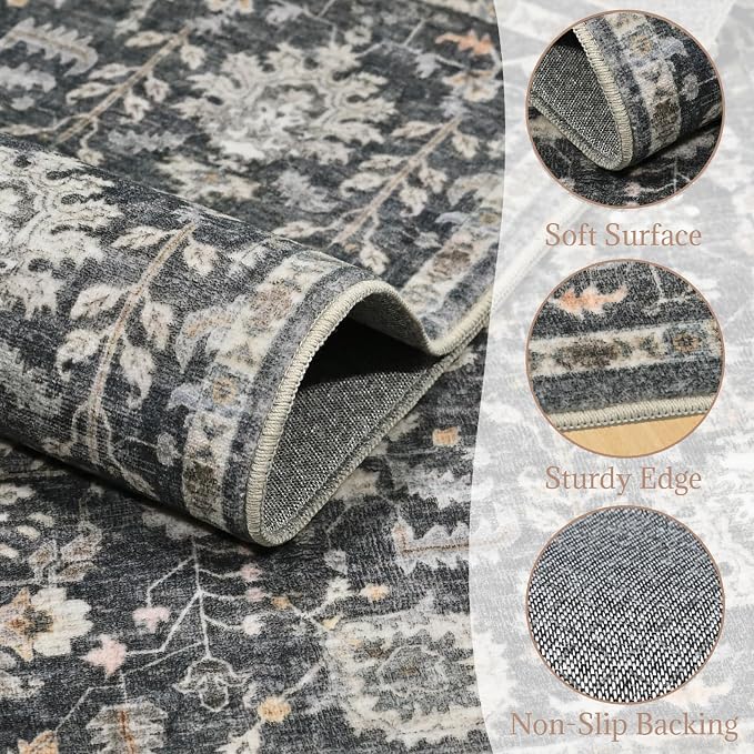 8x10 Washable Area Rugs Ultral Soft Non-Slip Stain Resistant Vintage Boho Large - Image 7