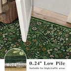 3x5 Dark Green Boho Floral Vintage Area Rug, Soft Lightweight Low Pile - Image 7