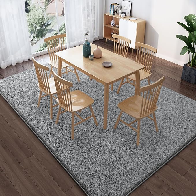 Large Modern Area Rugs for Living Room Bedroom, 6x9 Feet Grey Ultra Soft Solid - Image 5