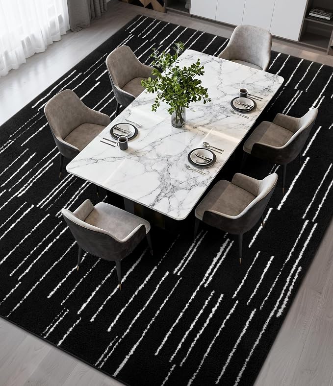 YIHOUSE 6x9 Abstract Line Area Rug, Modern Washable Stain Resistant Rugs Non - Image 7