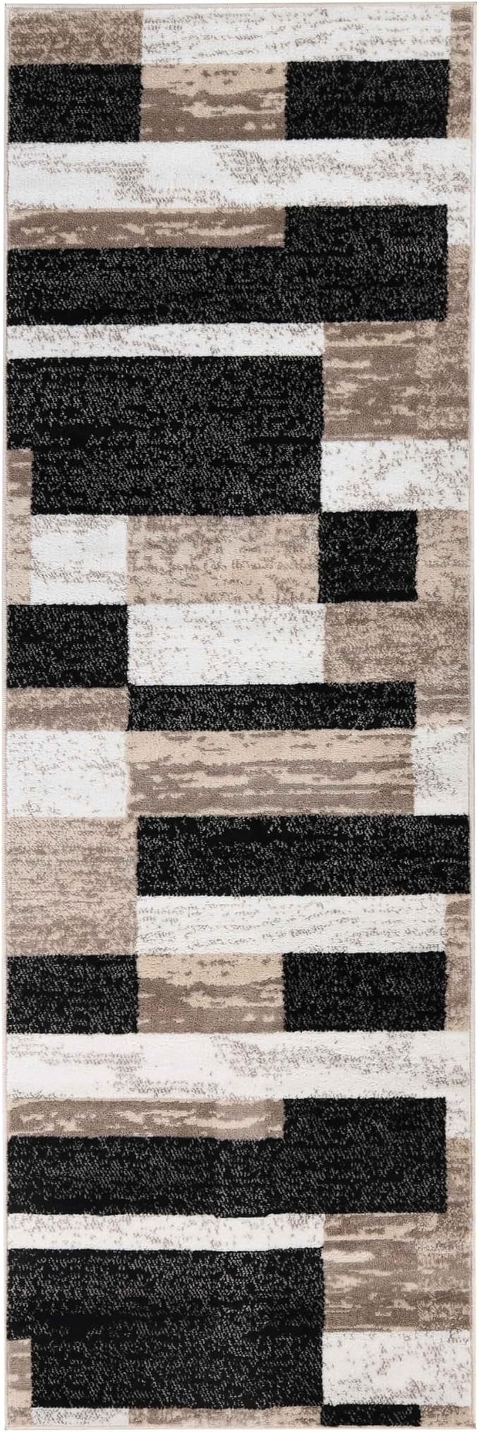 Superior Indoor Runner Rug, Jute Backed, Modern Geometric Patchwork Floor Decor - Image 3