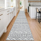 KUTA Long Hallway Runner Rug 2.6x18 Non-Slip Washable, Moroccan Vintage Grey - Image 2
