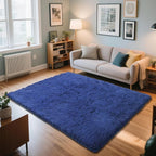 Blue Fluffy Rug Shaggy Area Rug, 5x8 Area Rugs - Image 2