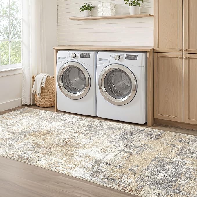 Runner Rug Kitchen Washable Rugs: 3x10 Non-Slip Abstract Soft Modern Stain - Image 7