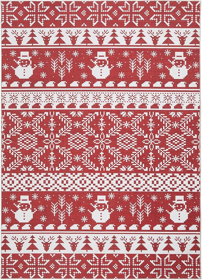 WITSHOCK Christmas Area Rugs for Living Room: 5x7 Stain Resistant Non-Slip - Image 9