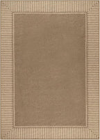 Moynesa Brown Striped Border Easy Jute Outdoor Indoor 5x7 Area Rugs - Image 8
