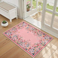 Wonnitar 2x3 Pink Bathroom Rugs Non Slip Washable, Floral Small Area Rugs by Wonnitar