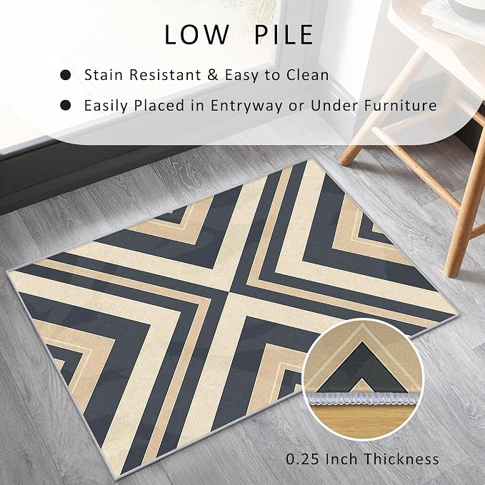 Modern Geometric Rug, Washable 4x5 Rug - Image 4