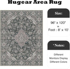 HUGEAR Retro Black Area Rug 8x10 Machine Washable Living Room Rugs Distressed - Image 2