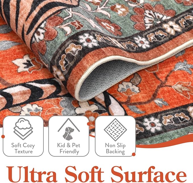Moynesa Tiger 3x5 Washable Rug, Boho Area Rugs - Image 3