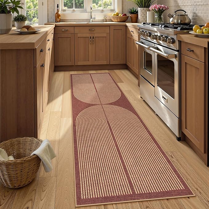 Lahome Modern Rainbow Easy Jute Entryway Runner Rug, Washable Indoor Outdoor - Image 2