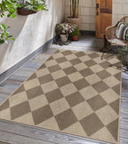 Easy Jute Checkered Area Rug, 3x5 Indoor Outdoor Entryway Rug Washable Brown - Image 5