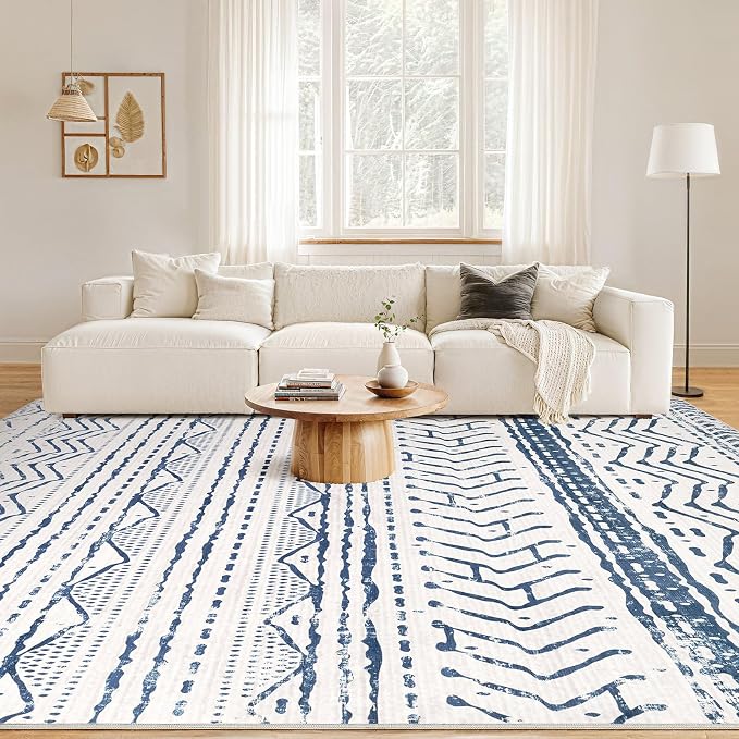 Nakagishi Area Rugs 8x10 Living Room: Washable Boho Large Neutral Soft - Image 4